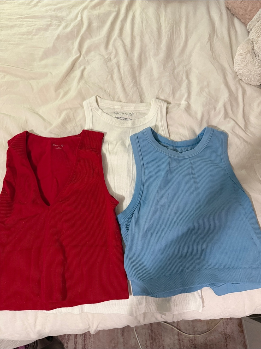 Women’s Ribbed Tank Tops - Blue, Red, White